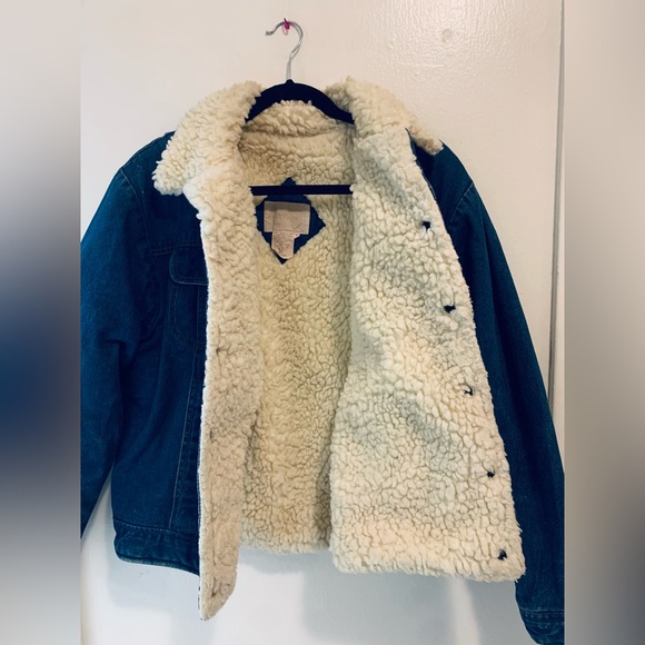 Sandherst Vintage Sherpa Lined Denim Trucker Jacket Size Medium - Picture 3 of 4